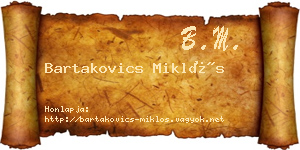 Bartakovics Miklós névjegykártya